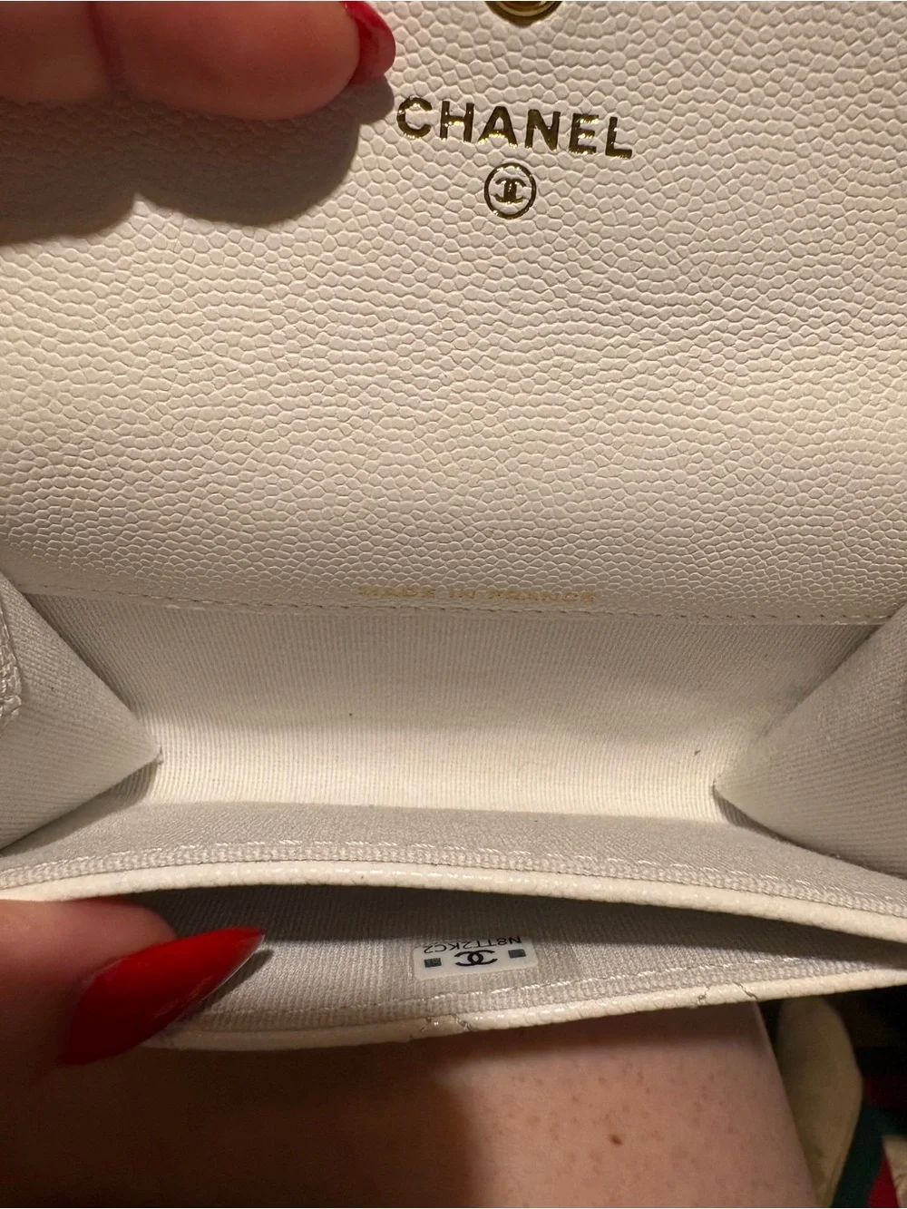Chanel White Quilted Leather Card Holder with Gold Logo